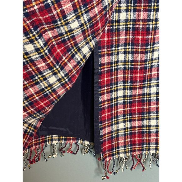 VTG Gruppo Americano Studio Women's 10 Wool Blend Plaid Fringe Long Wrap Skirt - Picture 4 of 13